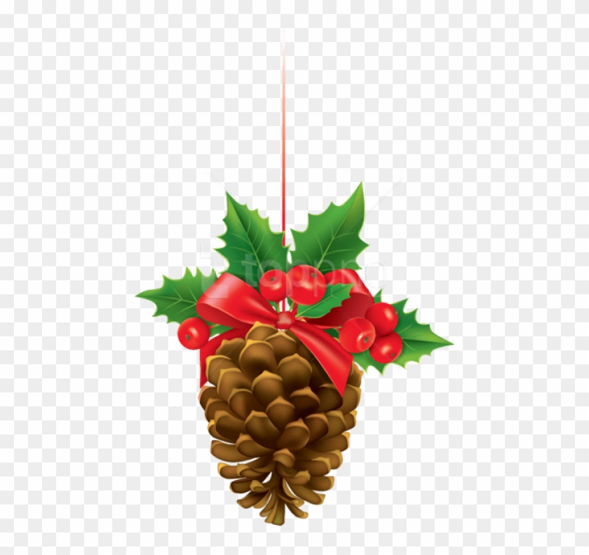 Free Png Christmas Pinecone With Mistletoe Png - Pine Cone Christmas Decorations Clipart #1717161