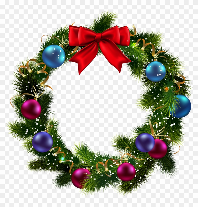 Transparent Christmas Decorated Clipart - Christmas Wreath Clip Art Transparent Background #1717382