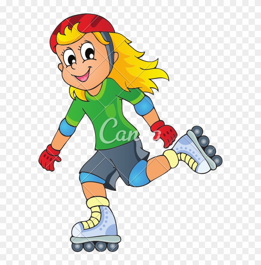 Girl Roller Skating Cartoon Vector - Imagenes De Patinar En Caricatura #1717527
