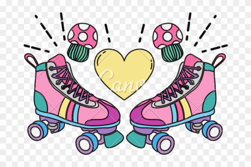 Color Roller Skate Style With Fungus And Heart - Stock Photography #1717534