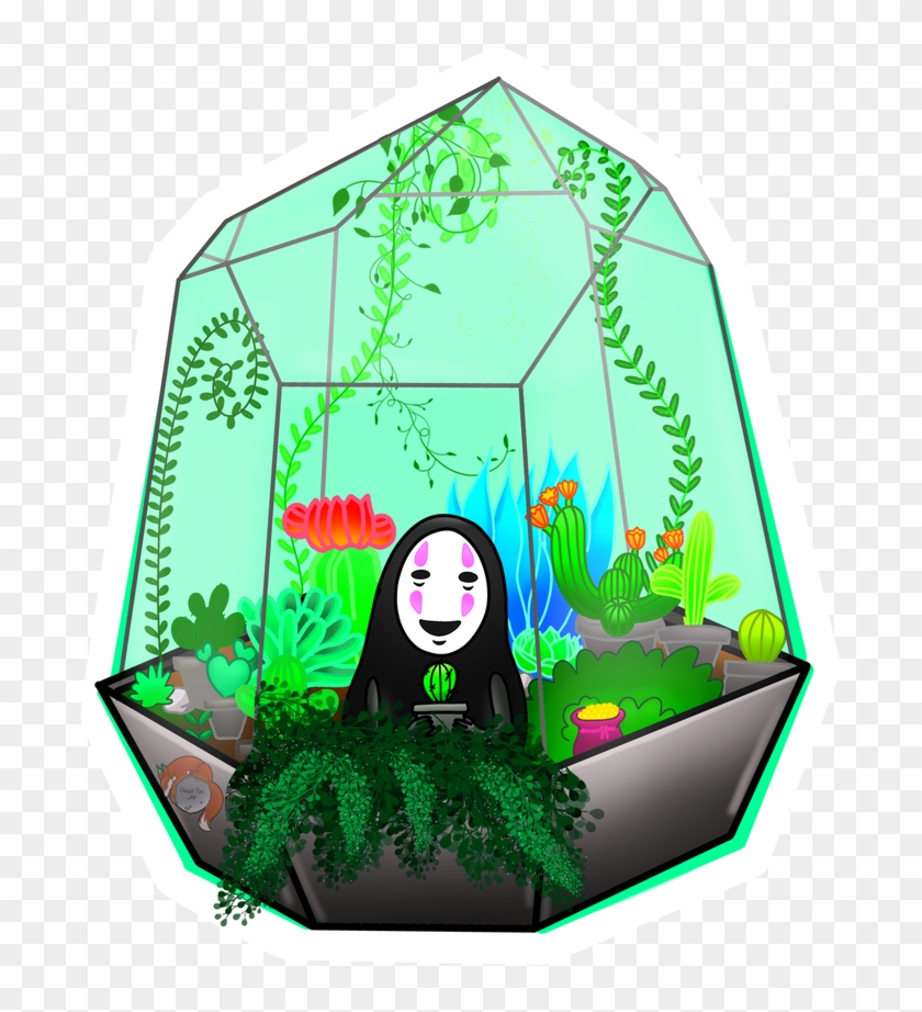 No Face Terrarium Sticker By Dazedfoxart - Umbrella #1717573