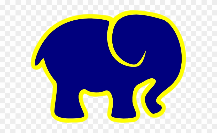 Blue And Yellow Elephant Clip Art At Clker - Elephant Silhouette Clip Art #1717780