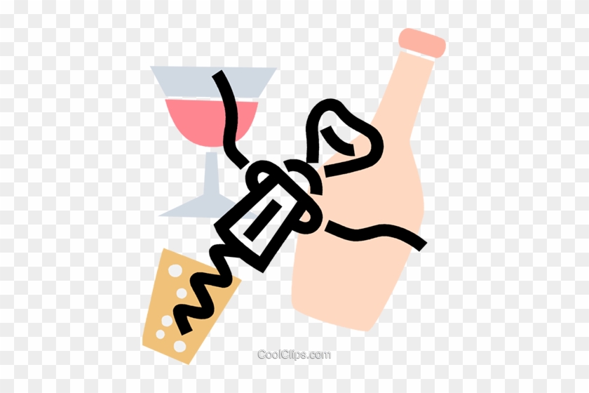 Corkscrew With Wine And Wine Glasses Royalty Free Vector - Food #1717798