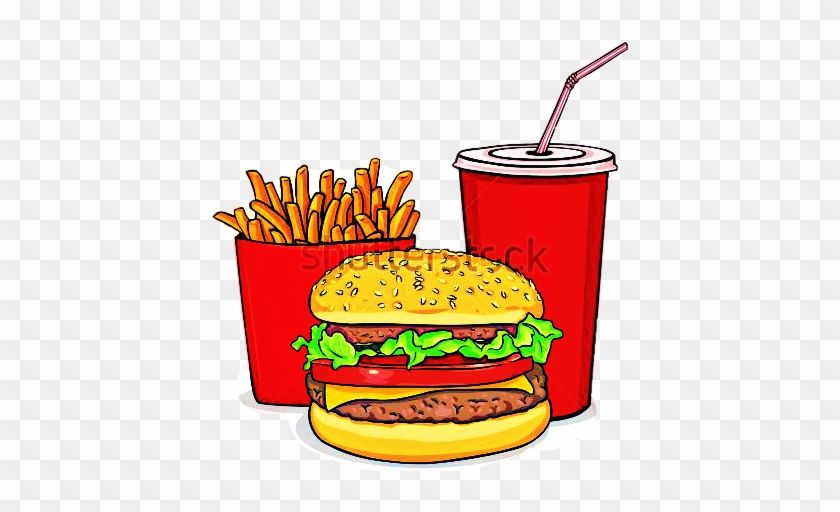 Drawing Of Burger And Fries #1718689