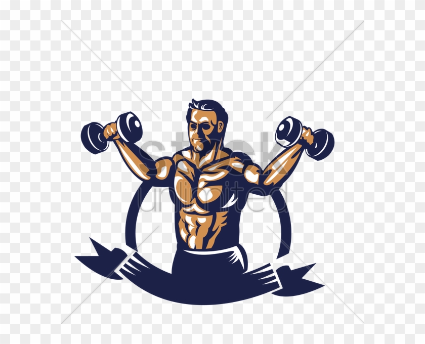 Bodybuilder Lifting Dumbbell Poster Vector Image Graphic - Bodybuilder With Dumbbell Clipart #1718800