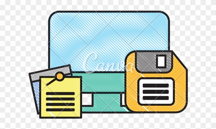 Computer Floppy Disk And Notes Memo Office - Computer Floppy Disk And Notes Memo Office #1719000