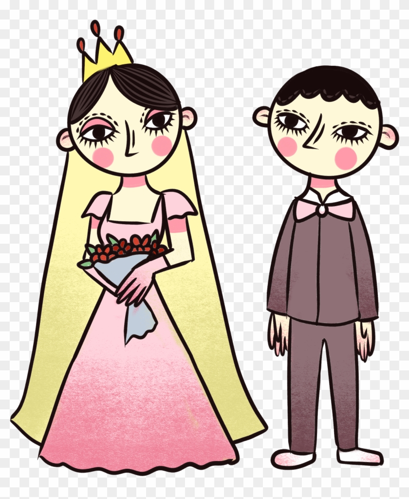 手绘卡通矢量可爱新郎新娘 - Vector Graphics #1720373