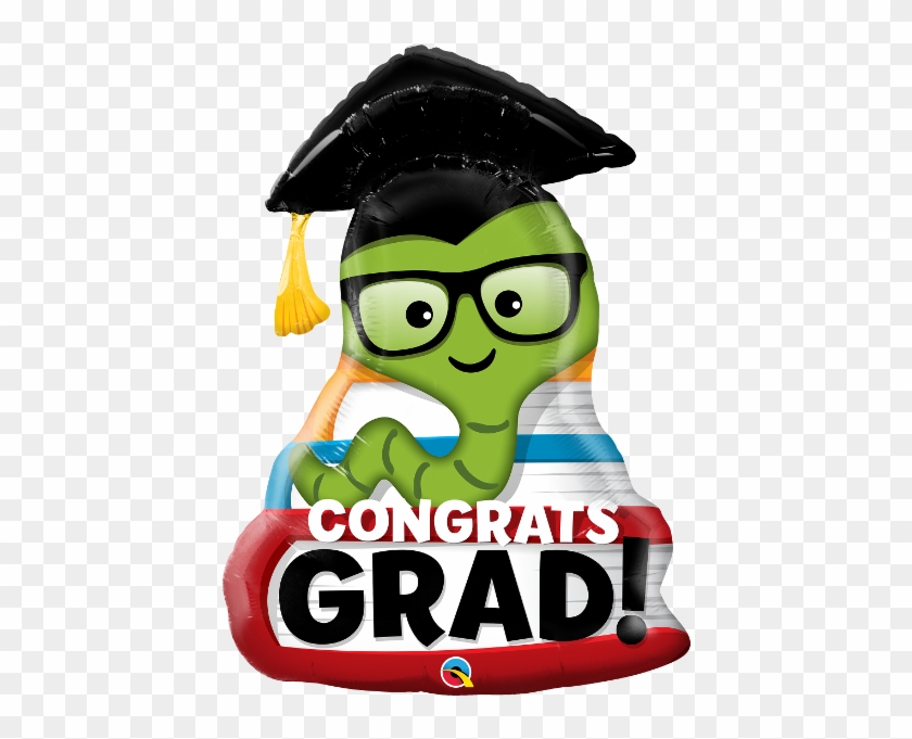 Congrats Grad Bookworm 37" Supershape Balloon - Gusanito Con Lentes #1720504