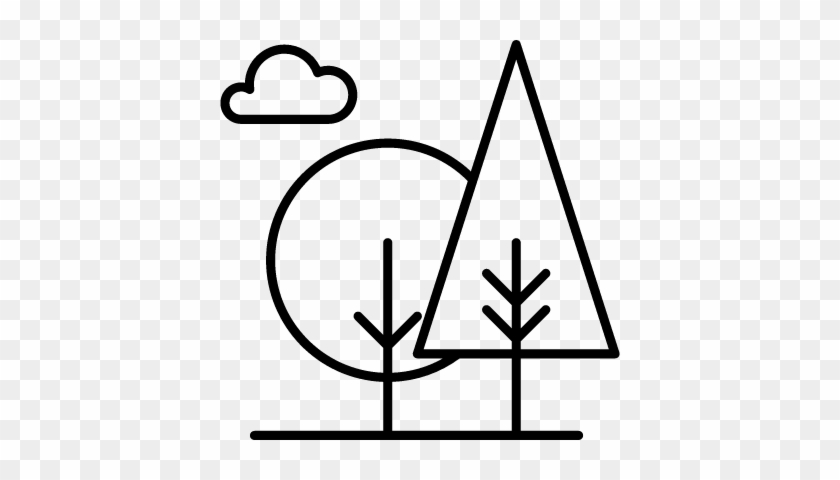 Two Trees And Cloud Vector - Two Trees And Cloud Vector #1720916