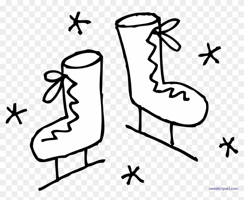 Ice Skates Coloring Page Clip Art - Clipart Ice Skating Png #1720988