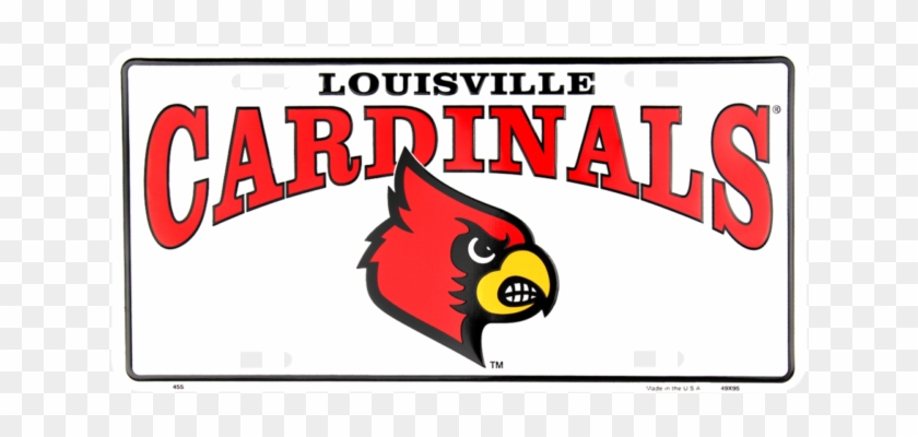 Louisville Cardinals White License Plate Sign Made - Cartoon #1721011