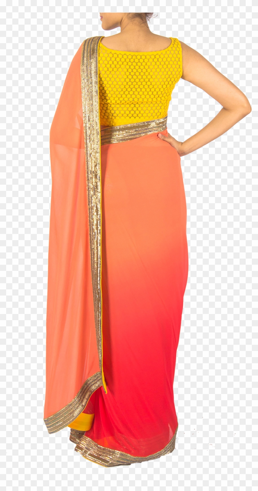 Clip Art Royalty Free And Red Ombre Saree By Anupma - Gown #1721213
