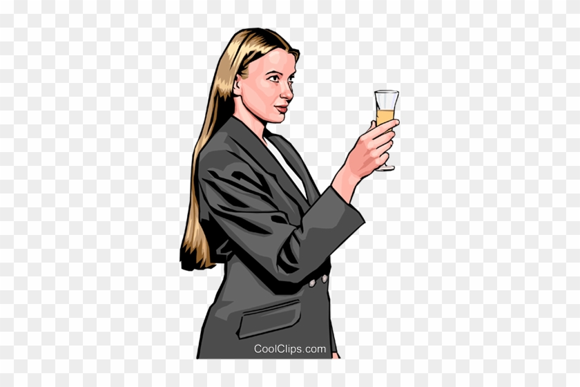 Woman Toasting With Champagne Royalty Free Vector Clip - Cartoon #1721265