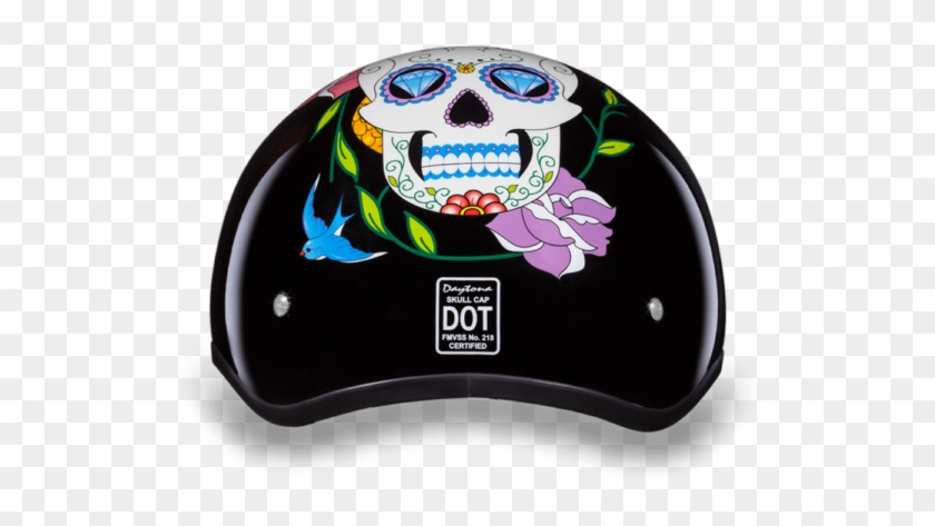 Sugar Skull Seat Cover - Sugar Skull Motorcycle Half Helmet #1721356