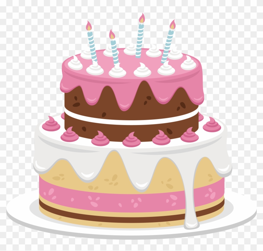 Pink Birthday Cake Clip Art - Birthday Cake Vector Png #1721553
