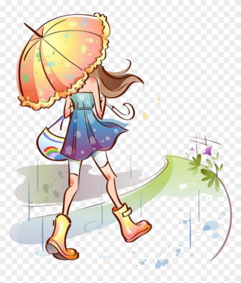 #ftestickers #clipart #girl #umbrella #rain - Leio Respondo E Apago #1721940