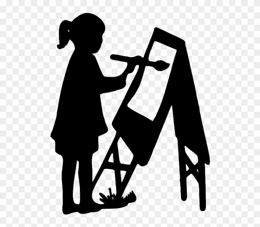 Girl Painting Art Silouette Art, Silhouette Painting, - Kids Painting Silhouette #1722043