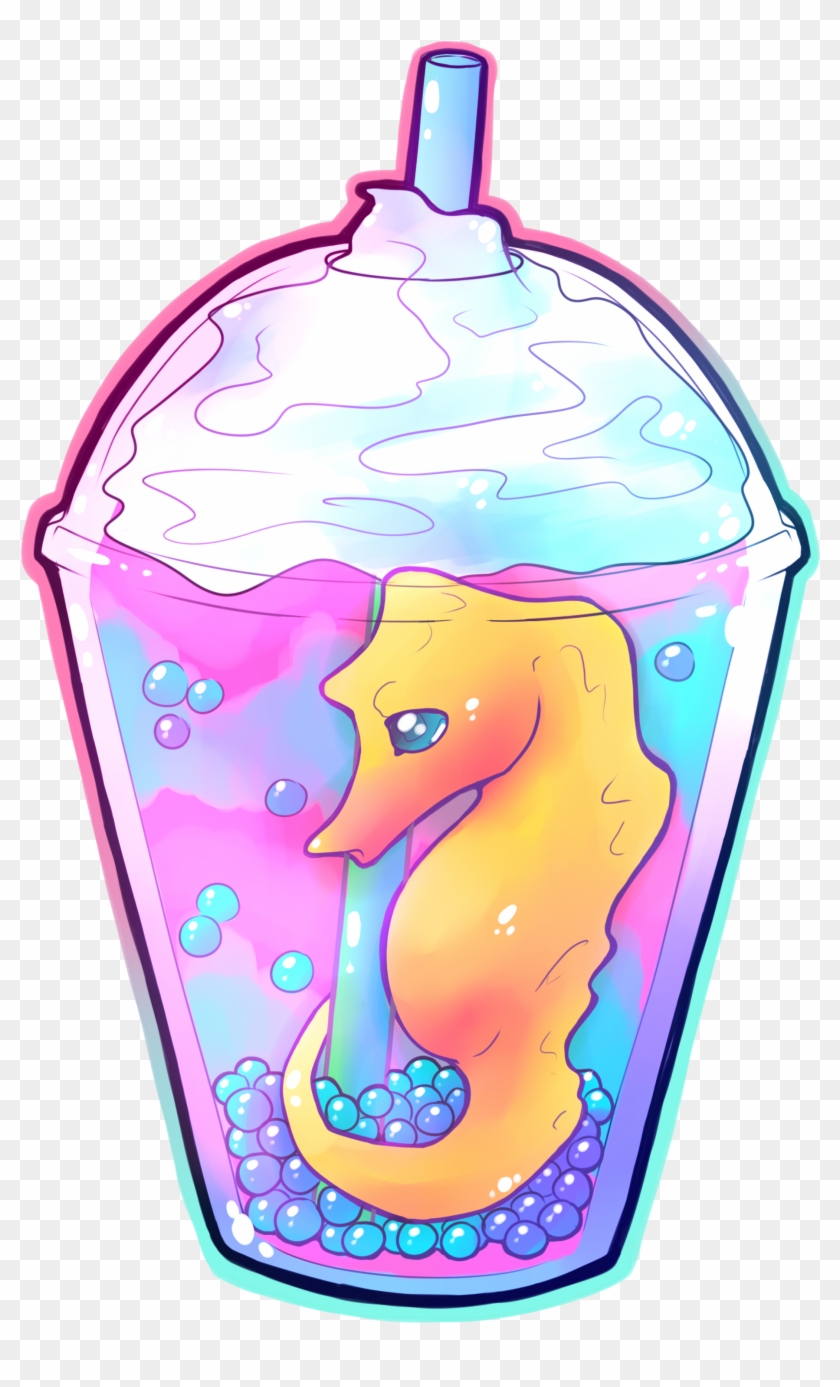 Bright Bubble Tea Seahorse - Illustration #1722368