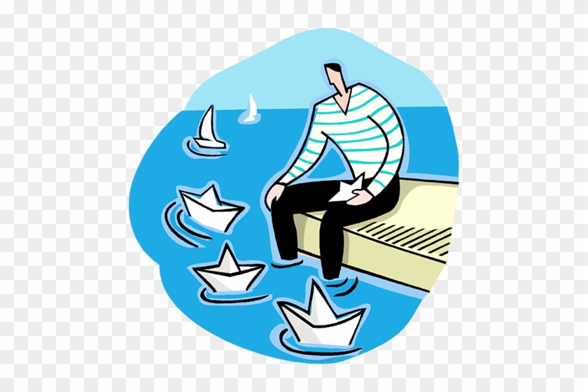 Man Playing With Paper Boats Royalty Free Vector Clip - Man Playing With Paper Boats Royalty Free Vector Clip #1722657