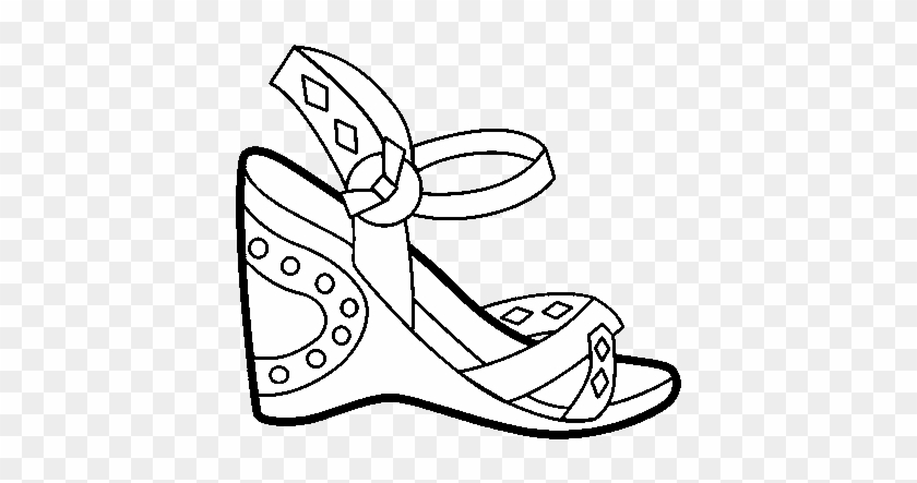 Wedge Sandal Coloring Page - Dibujo De Sandalias Para Colorear #1722740