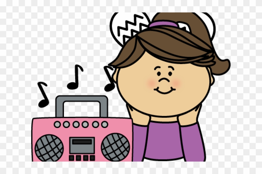 Girl Listening To Music Clipart #1722956