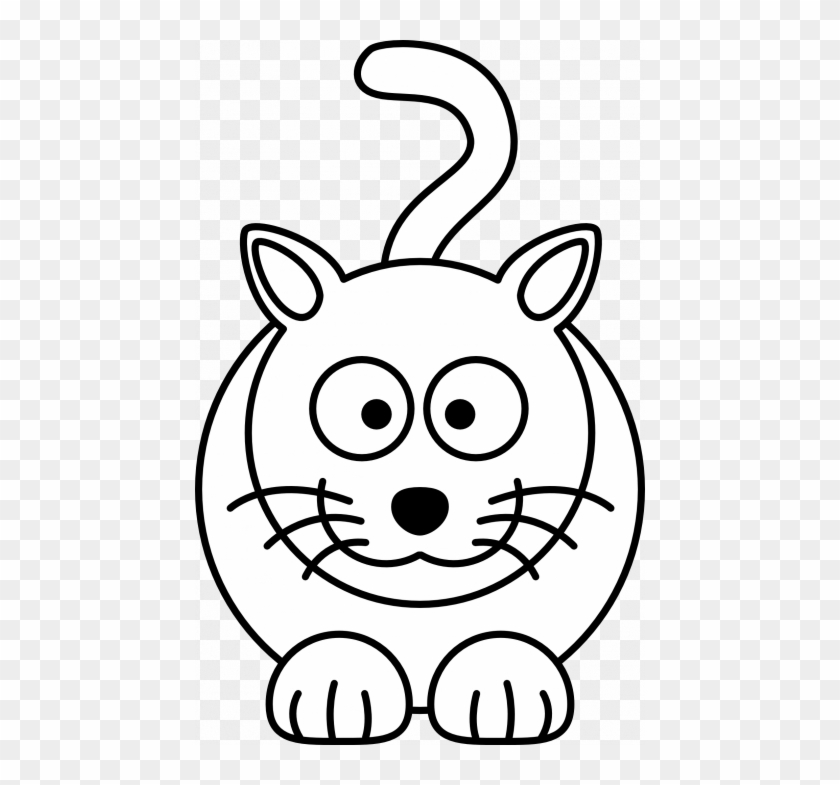 His Four Groovy Buttons Clipart - Cat Cartoon Black And White #1722996