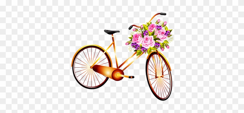 Bicycle, Basket With Flowers - Bicycle Vintage Background #1723550