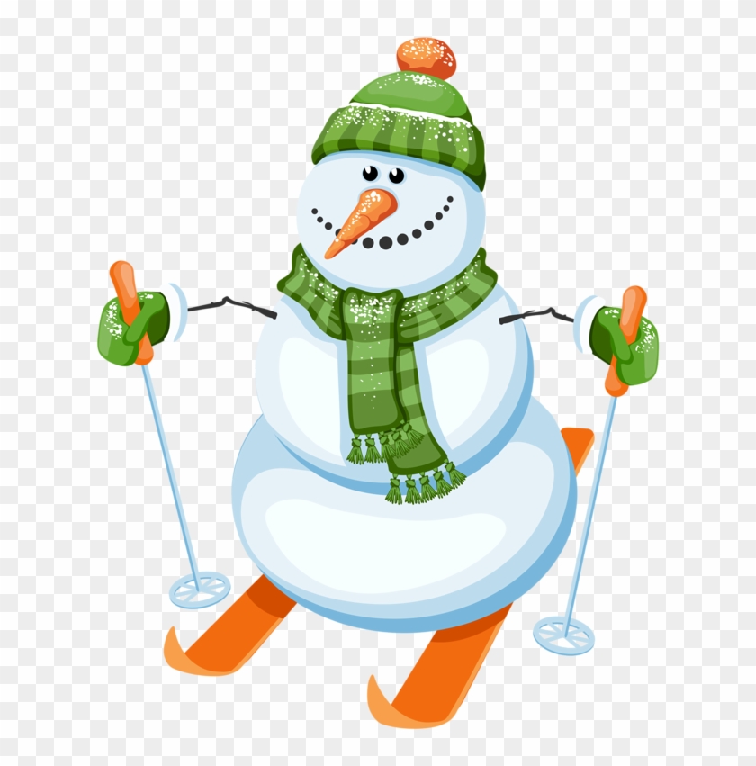 Winter Clipartwinter - Boneco De Neve Esquiando Png #1723636