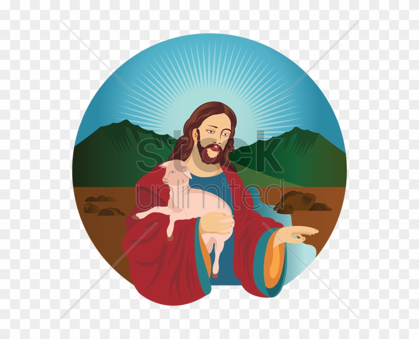 Jesus With Lamb Cartoon #1724336