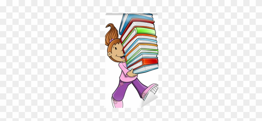 Girl Student Carrying Books Vector Illustration Wall - Carry Books Clip Art #1725073