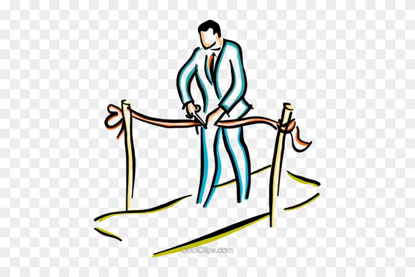 Man Cutting A Ribbon Royalty Free Vector Clip Art Illustration - Man Cutting Ribbon Clipart #1725310