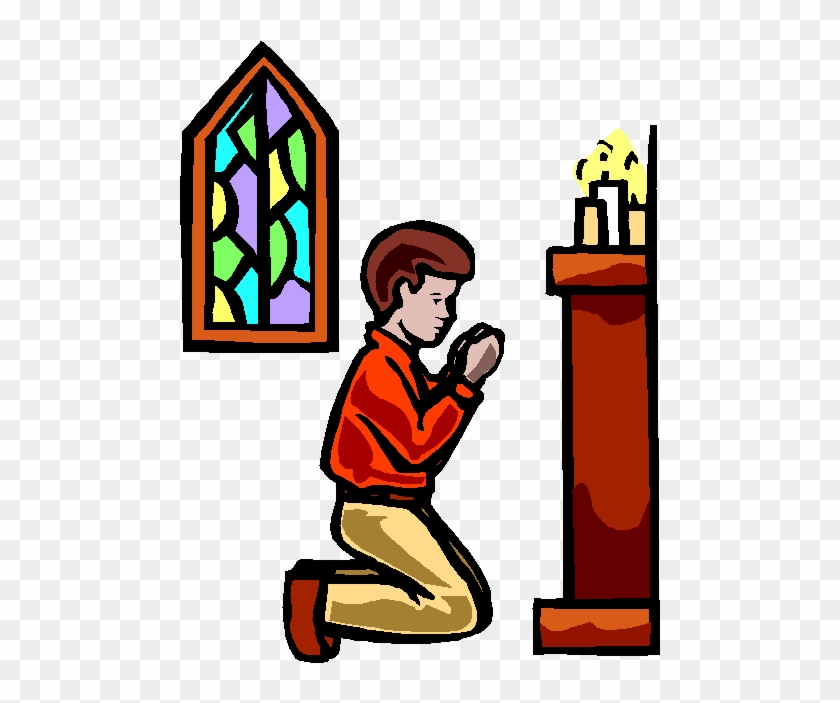 family praying in church clipart