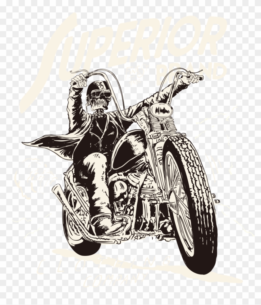 T-shirt Vector Motorcycle Skull Download Hq Png Clipart - Vector Graphics #1725412