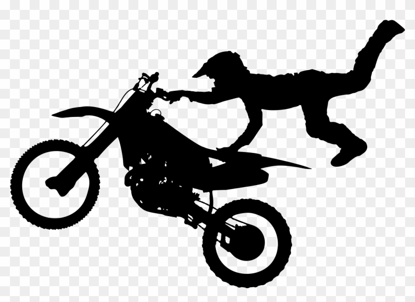 Aerial Stuntmen Motorcycle Rider Vector Clipart Image - Dirt Bike Silhouette #1725434