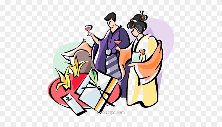 Japanese Wedding Ceremony Royalty Vector Clip Art - Japanese Wedding Art Png #1725456