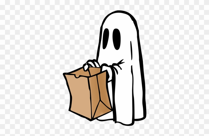 Halloween Clip Art Ghost With Bag Sketc - Trick Or Treat Ghost - Full ...