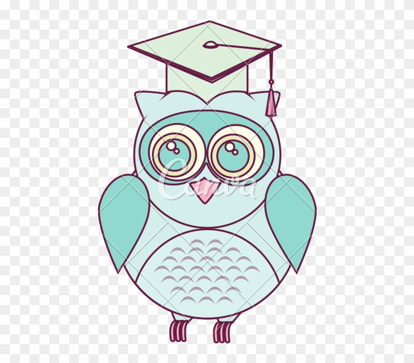 Owl With Graduation Hat - Cartoon #1726453