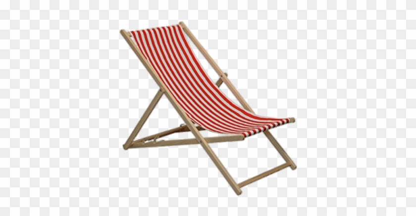 Adjustable Wooden Deckchair - Beach Chair Red And White #1726562