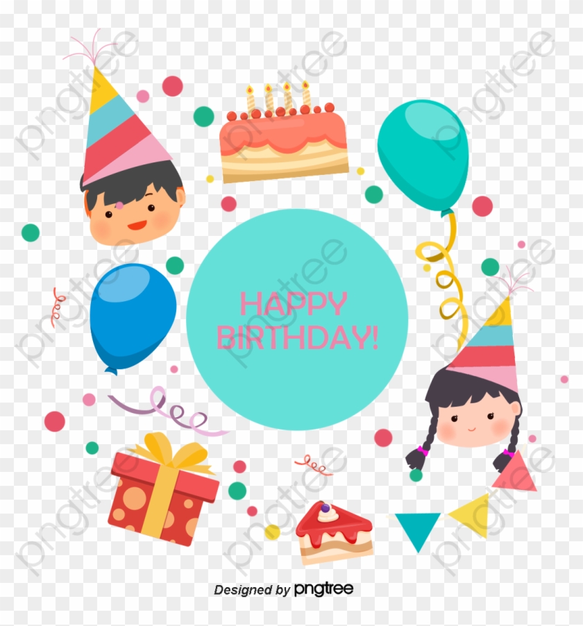 Vector Hand-drawn Cartoon Kids Celebrate Birthday Png - Vector Hand-drawn Cartoon Kids Celebrate Birthday Png #1726707