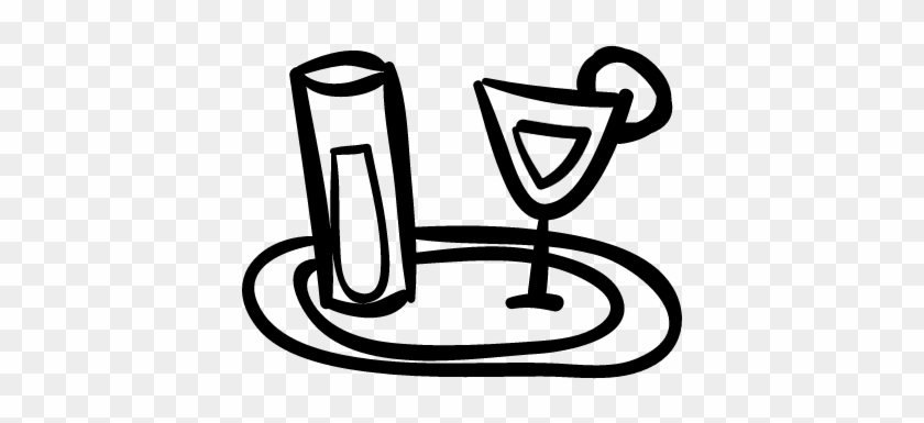 Bar Tray With Hand Drawn Drinks Glasses Vector - Hand Drawn Food And Drink #1726713