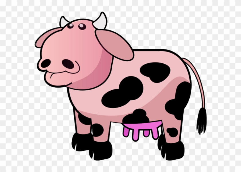 Pink Cow Cartoon Comic Vector Clip Clipart - Cow Udder Clipart #1728014