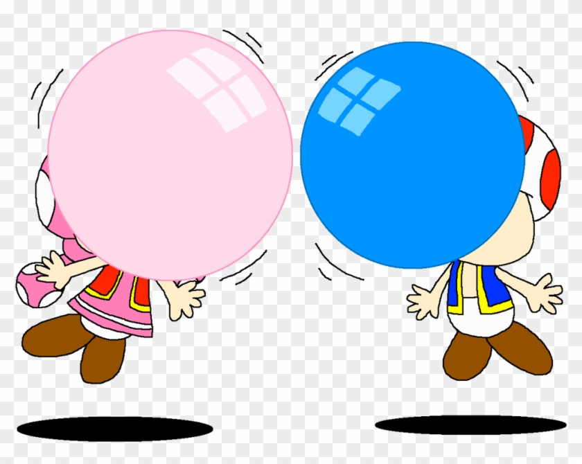Toad And Toadette Blowing Bubble Gum Air By Pokegirlrules - Bubble Gum Toadette Art Toad #1728080