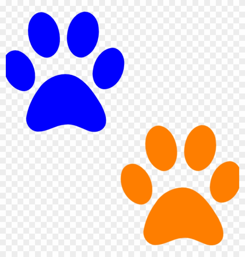 Orange Paw Print Clip Art Orange And Blue Paw Prints - Blue Paw Print Clip Art #1728418