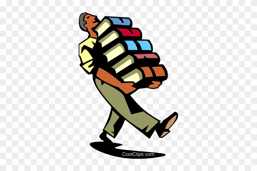 Man With A Stack Of Books Royalty Free Vector Clip - Successful Student Behaviors #1728871