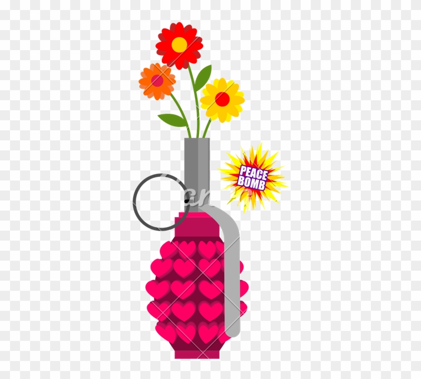 Hand Grenade With Hearts - Missile Flower #1729090