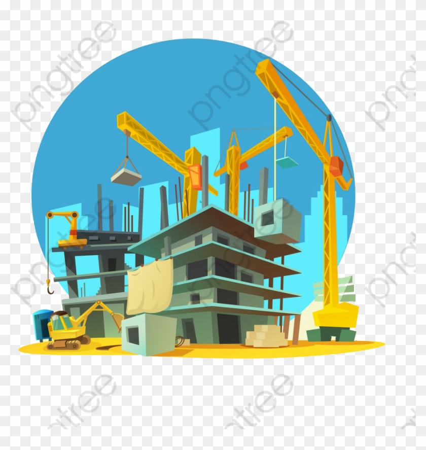 Cartoon Construction Site Png Clipart - Cartoon Building Construction #1729252