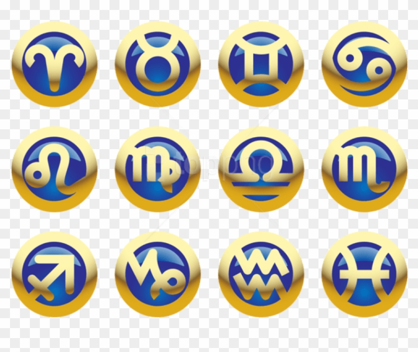 Free Png Download Golden Blue Zodiac Signs Clipart - Zodiac Signs Symbols Png #1729268