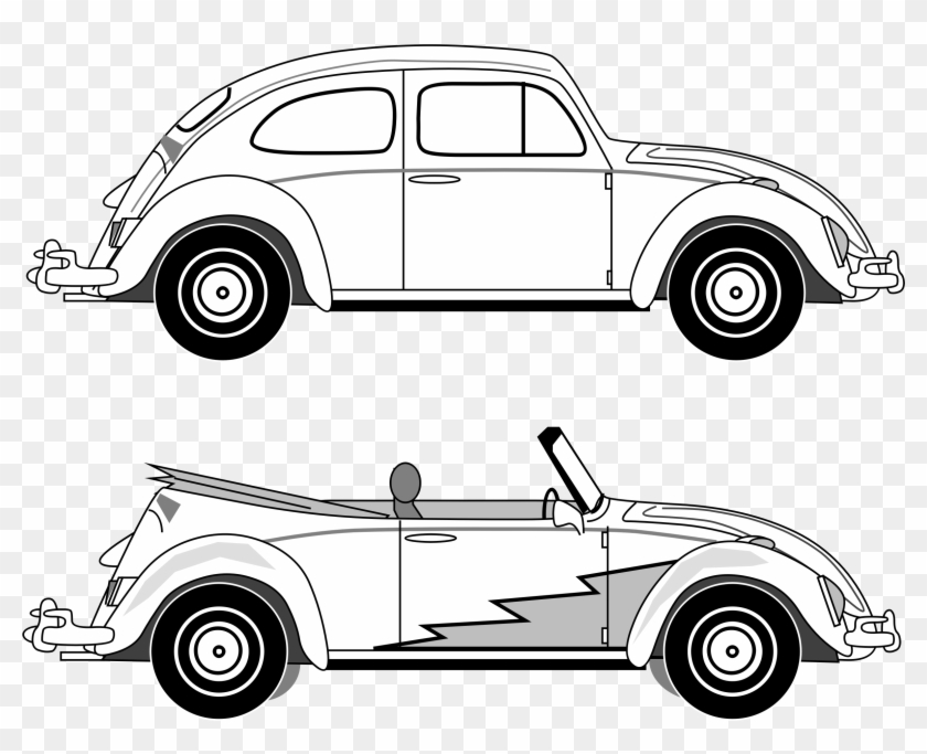 Black And White Volkswagen Beetle Clipart #1729797
