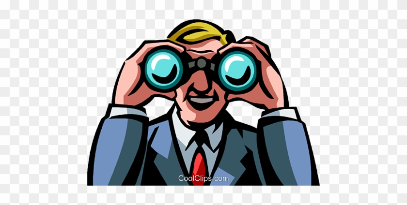 Businessman Looking Through Binoculars Royalty Free - Olhando Binoculo Png #1730196