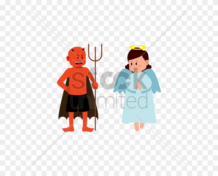 Devil And Angel Vector Image Stockunlimited Graphic - Angel Vs Devil Clipart #1730252